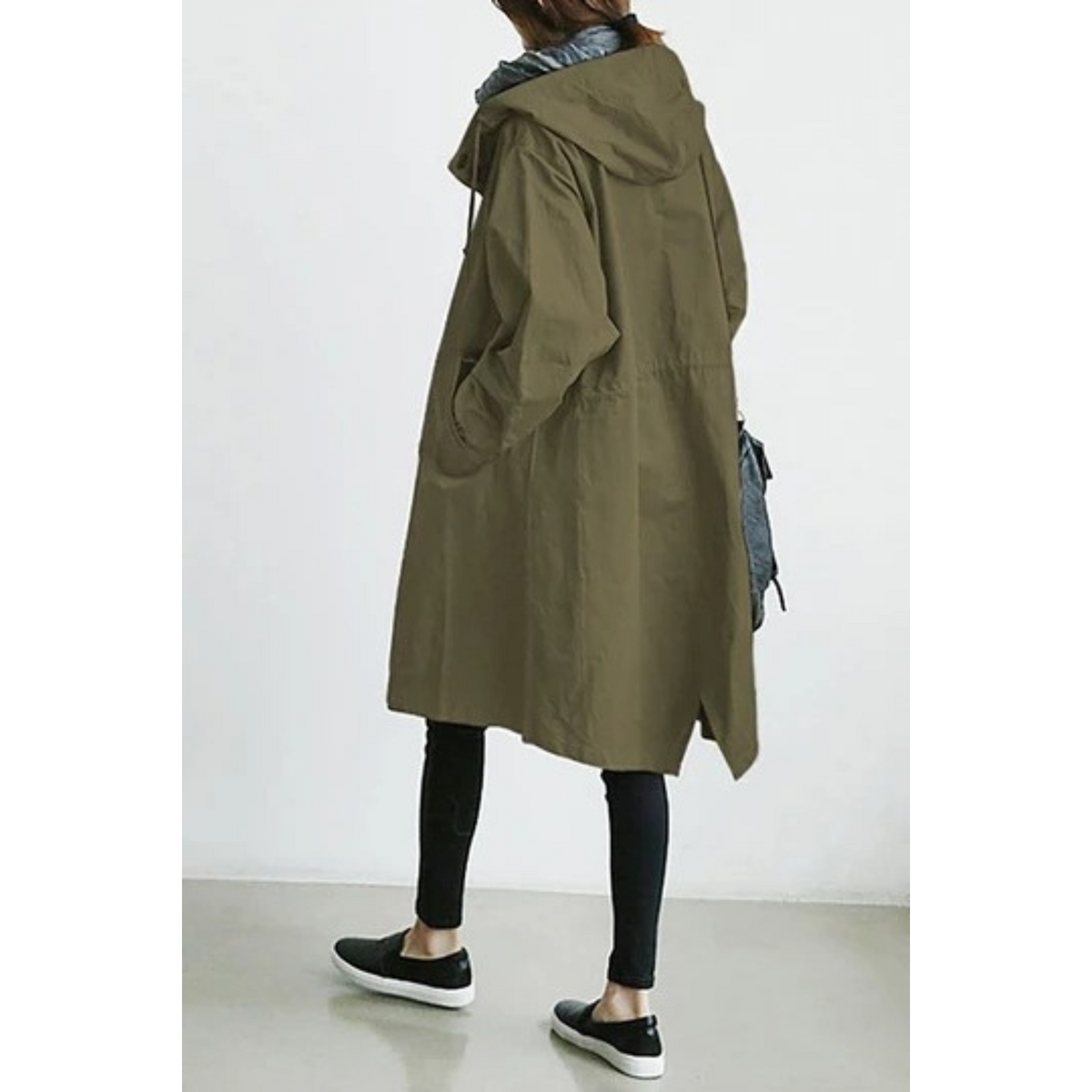 Kvinne Trenchcoat Lang med Hette 3