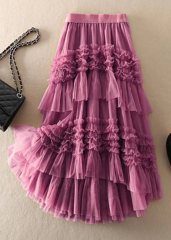 Kvinne Tulle Skjørt Asymmetrisk Design 8