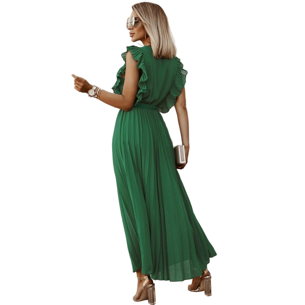 Kvinne V-Ausschnitt Bohemsk Kjole i Grønn 0