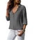 Kvinne V-Hals Bluse Løs Passform Polyester Langermet 5