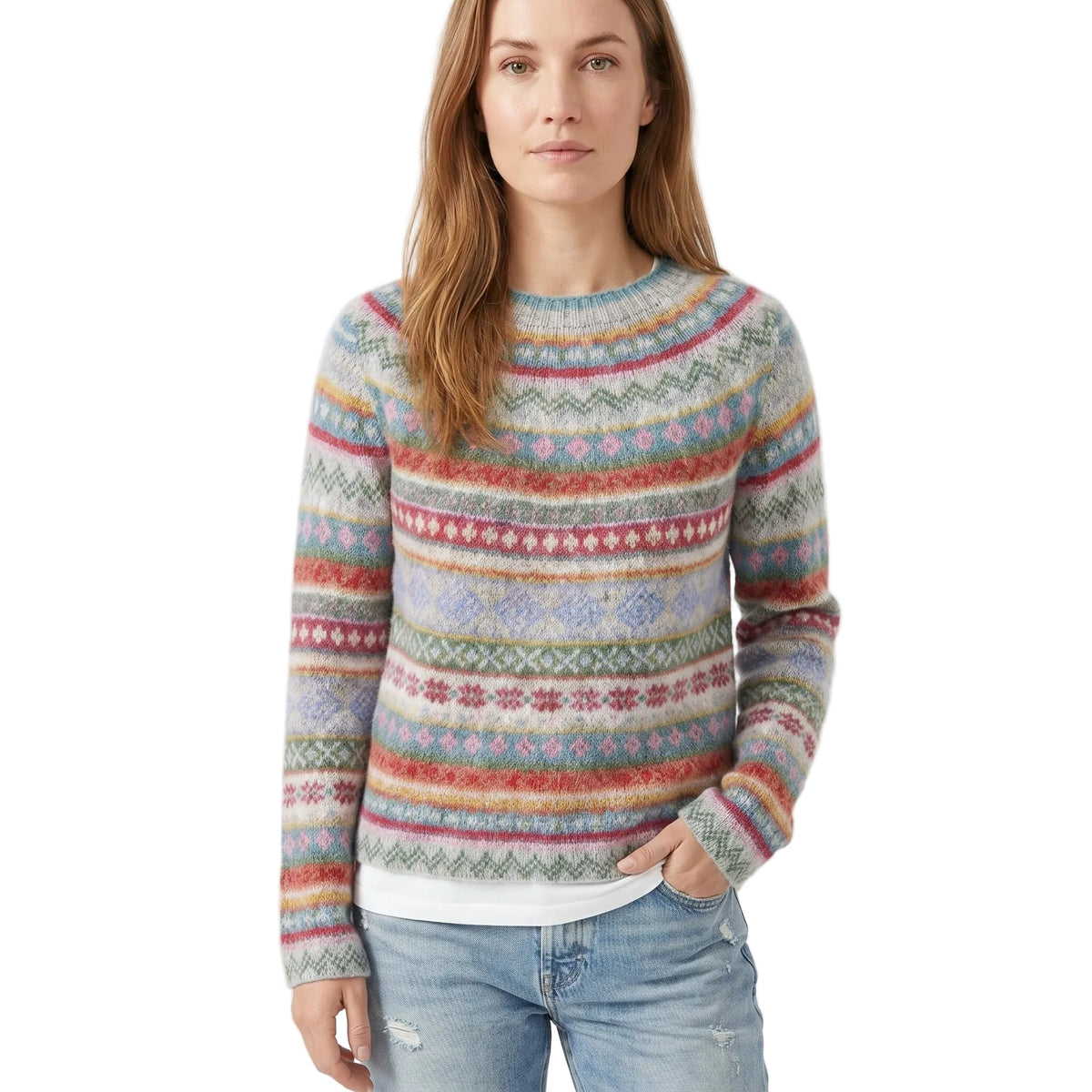 Kvinne Vintage Strikkegenser med Retro Design 1