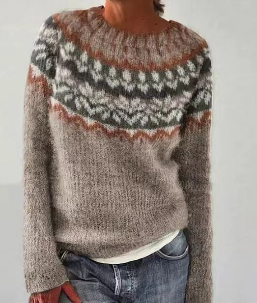 Kvinne Vintage Strikkegenser med Retro Design 4
