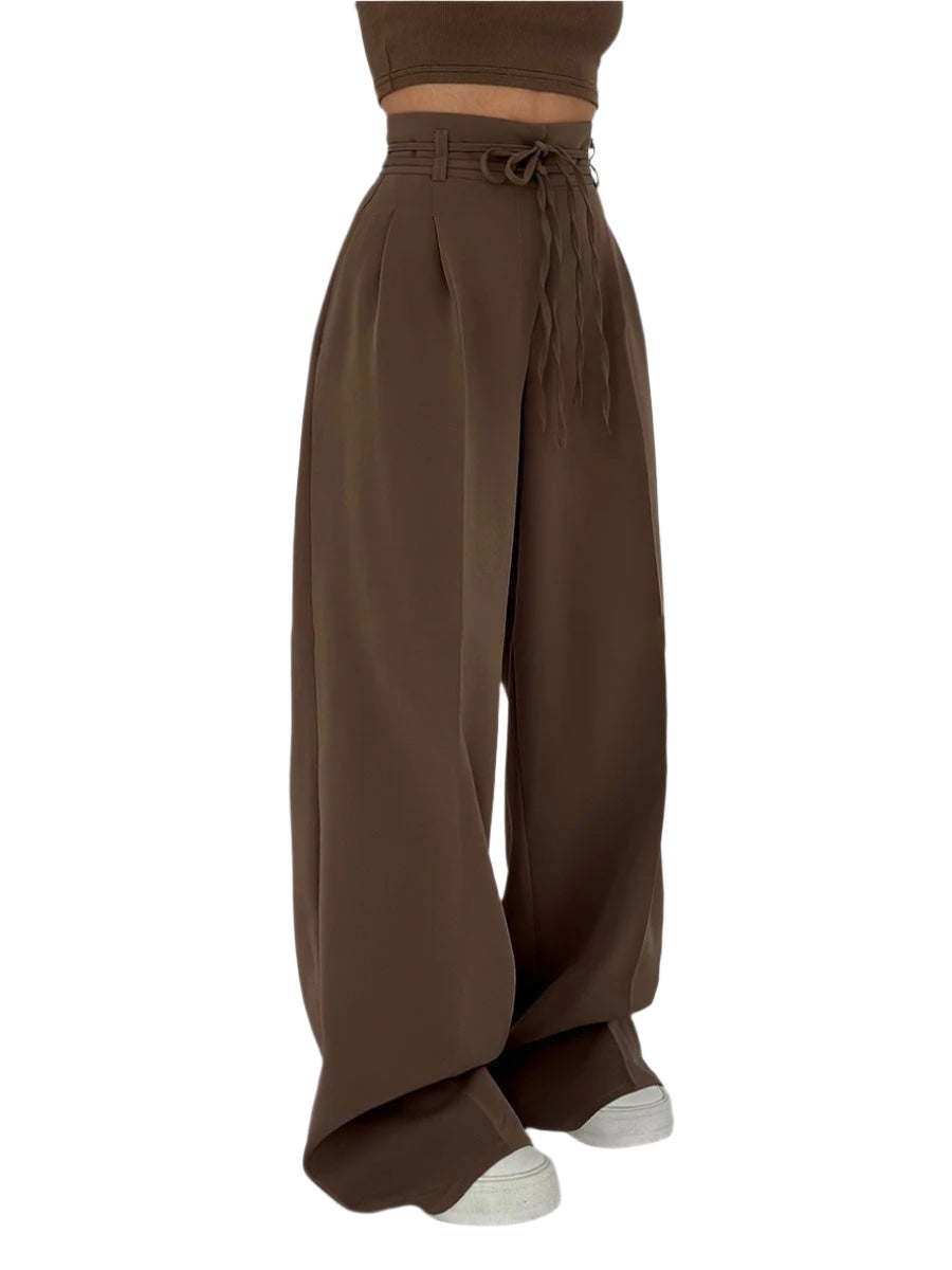 Kvinne Wide-Leg Bukser Høy Midje Lett Stoff Elegant Design 0