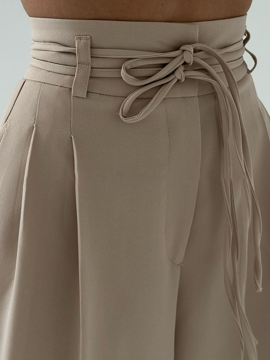 Kvinne Wide-Leg Bukser Høy Midje Lett Stoff Elegant Design 2