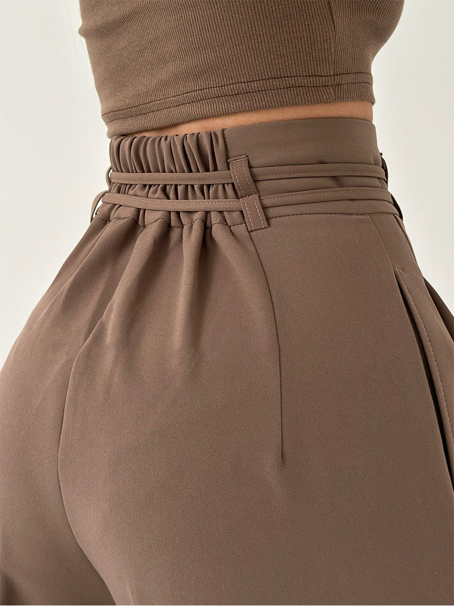 Kvinne Wide-Leg Bukser Høy Midje Lett Stoff Elegant Design 3
