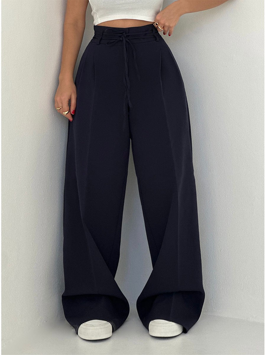 Kvinne Wide-Leg Bukser Høy Midje Lett Stoff Elegant Design 4