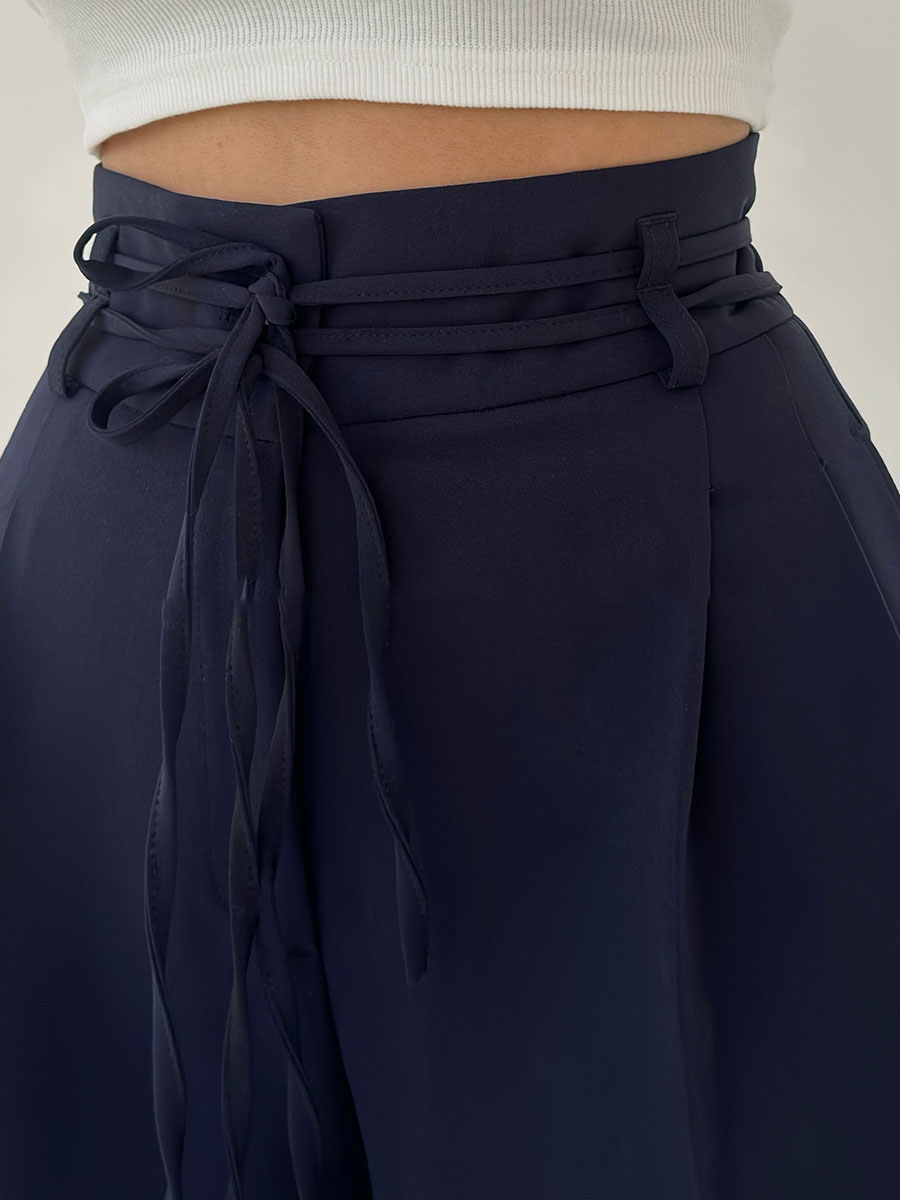 Kvinne Wide-Leg Bukser Høy Midje Lett Stoff Elegant Design 5