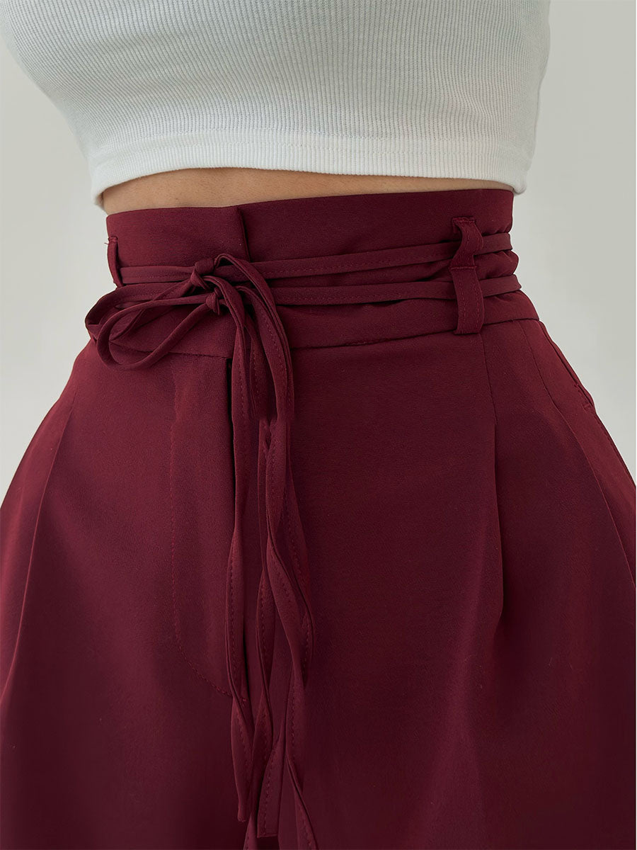 Kvinne Wide-Leg Bukser Høy Midje Lett Stoff Elegant Design 7