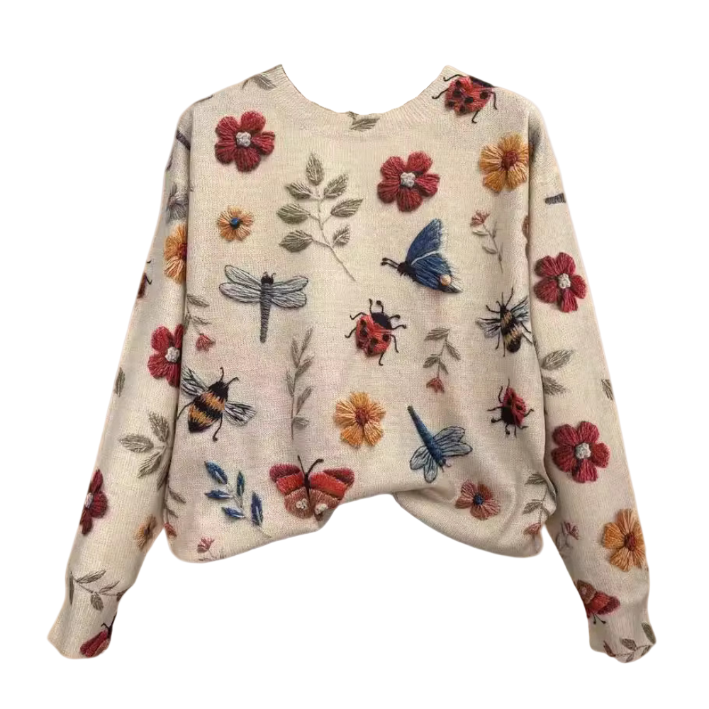 Kvinnelig Høstgenser med Blomsterdesign 0