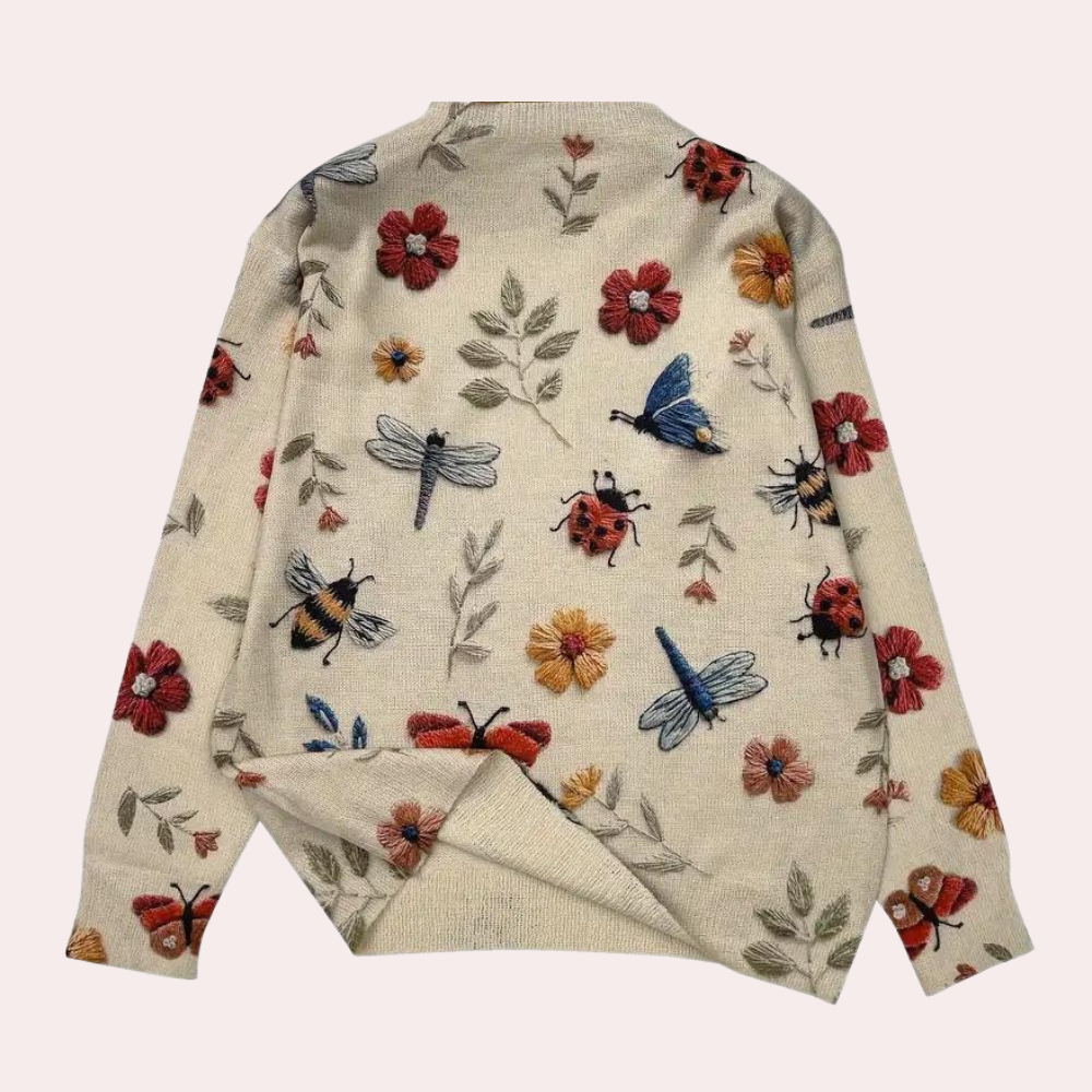 Kvinnelig Høstgenser med Blomsterdesign 1