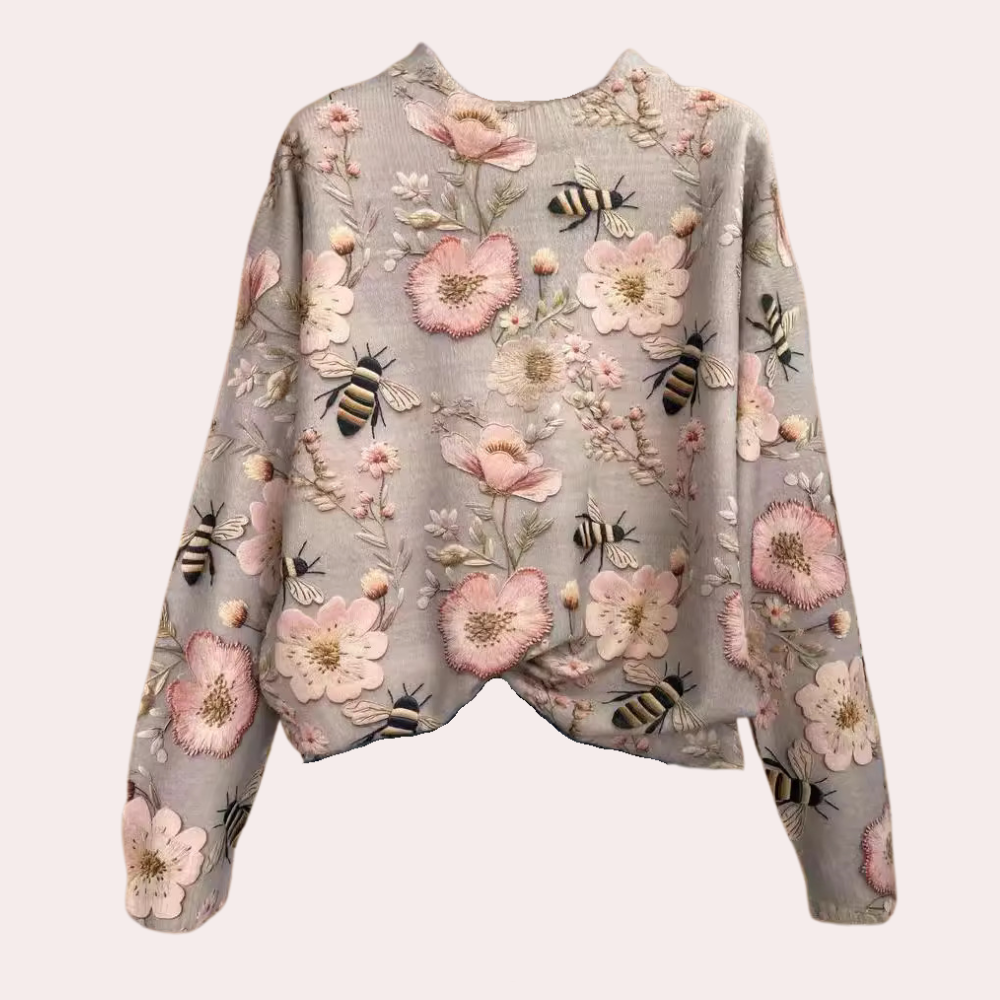 Kvinnelig Høstgenser med Blomsterdesign 2