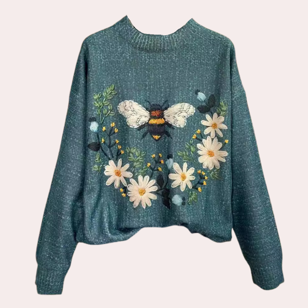 Kvinnelig Høstgenser med Blomsterdesign 3