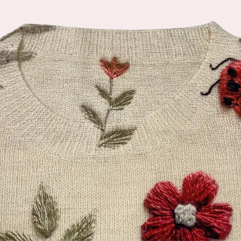 Kvinnelig Høstgenser med Blomsterdesign 5