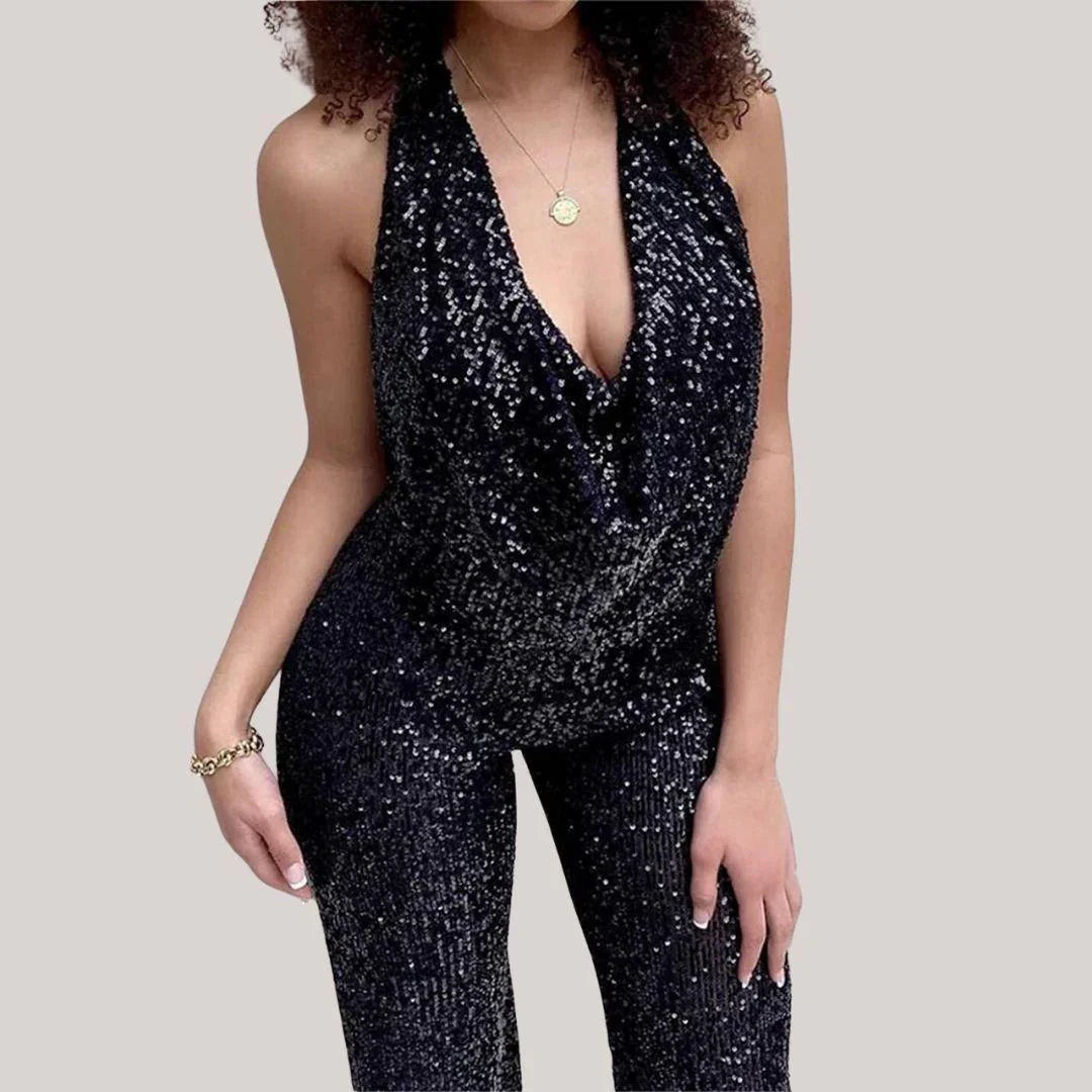Kvinnelig Jumpsuit Ermeløs med Vide Ben 6