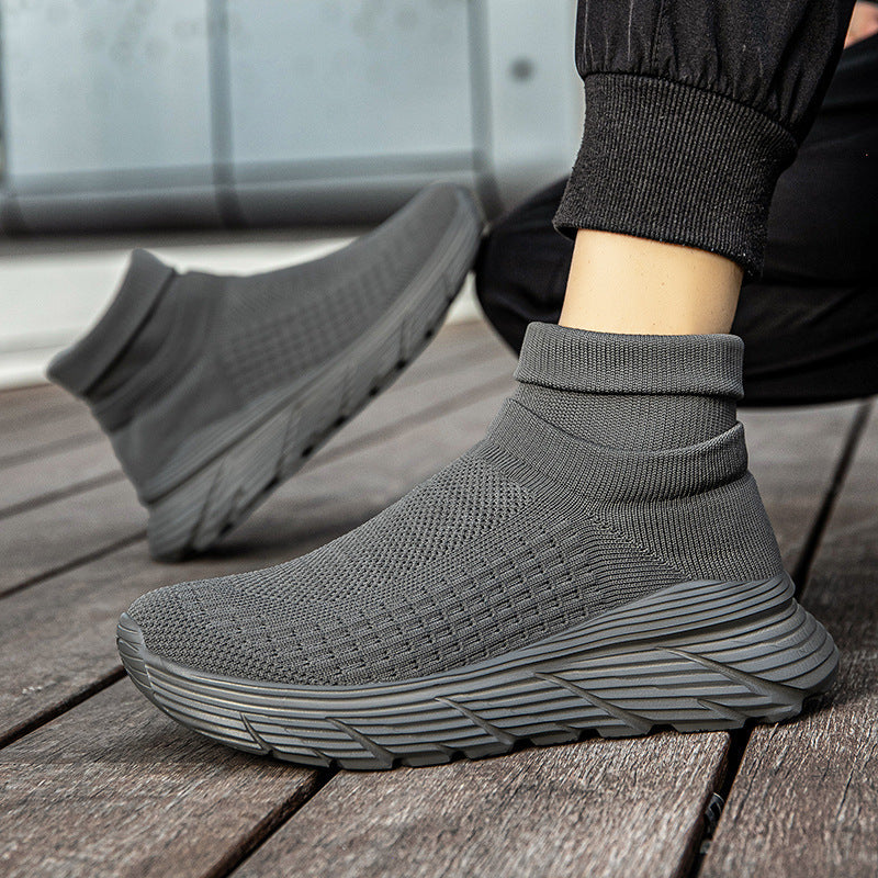 Kvinnelige Høystrikkede Joggesko Komfortabel Design 4