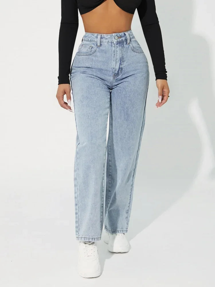 Kvinnelige Jeans med Høy Midje og Rette Ben 1