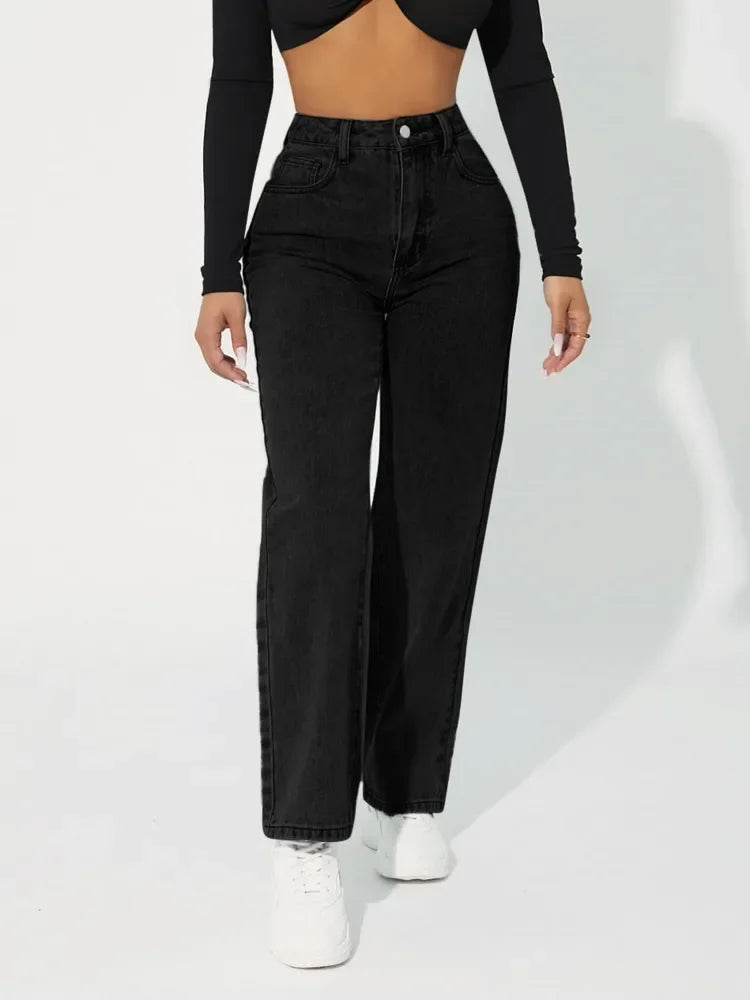 Kvinnelige Jeans med Høy Midje og Rette Ben 2