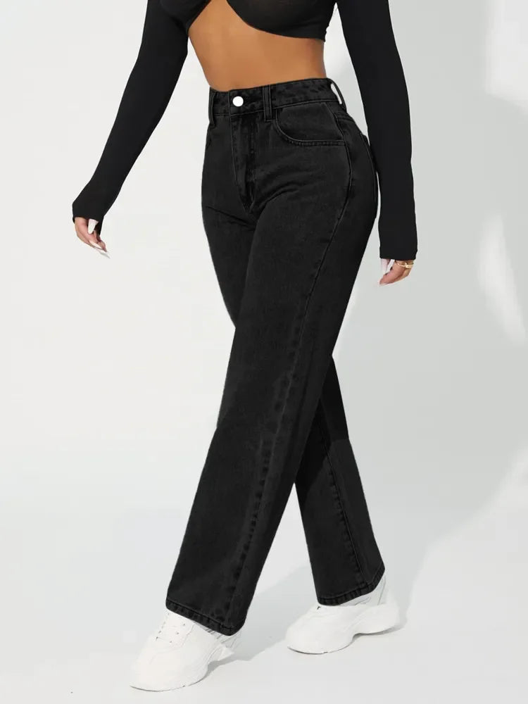 Kvinnelige Jeans med Høy Midje og Rette Ben 3