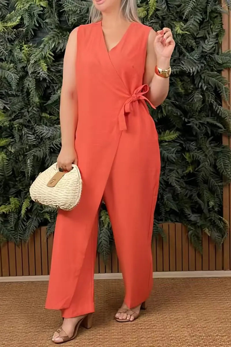 Kvinnelige Jumpsuit med V-hals og Ermeløs Design 12
