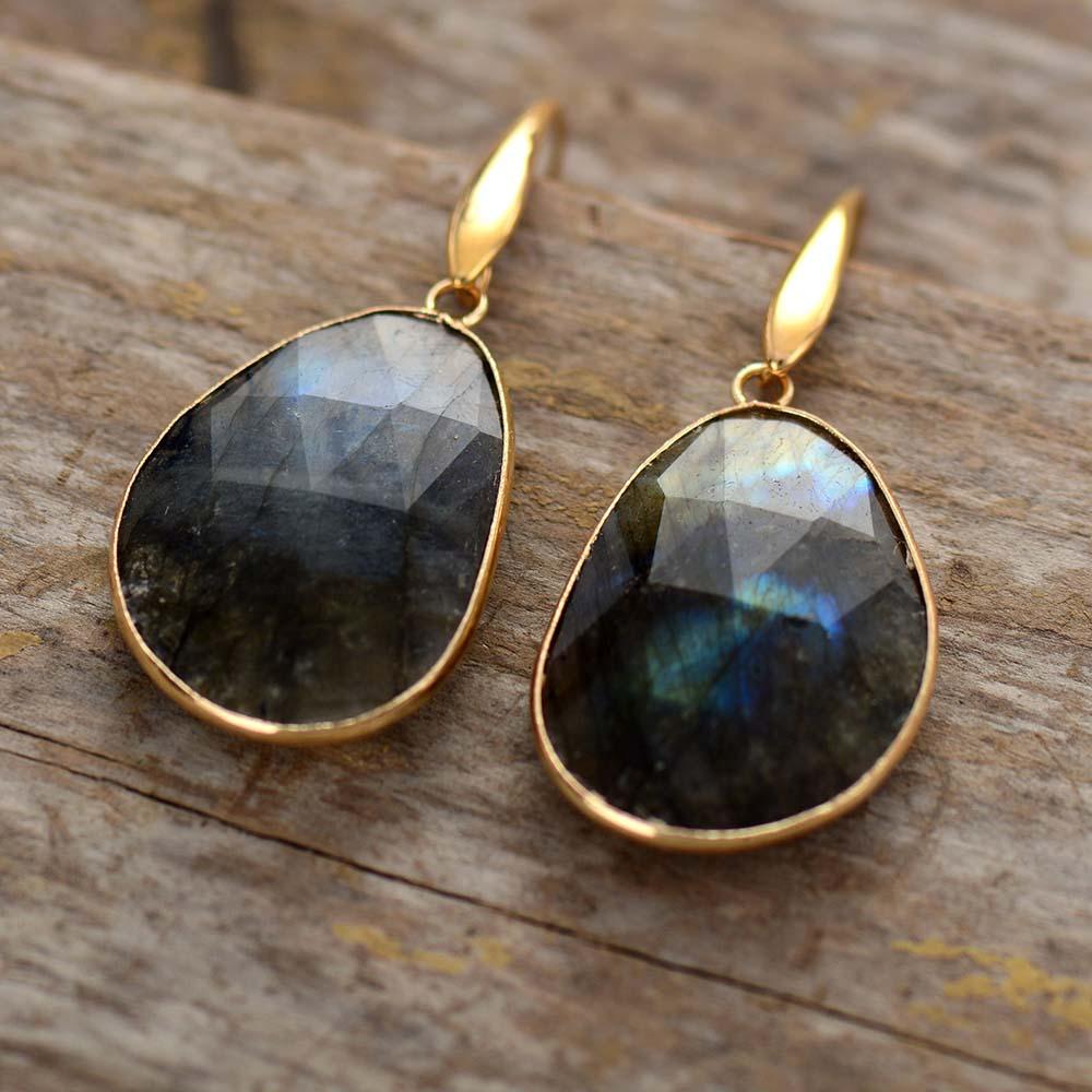 Kvinnelige Øredobber Labradoritt Håndlagde 2