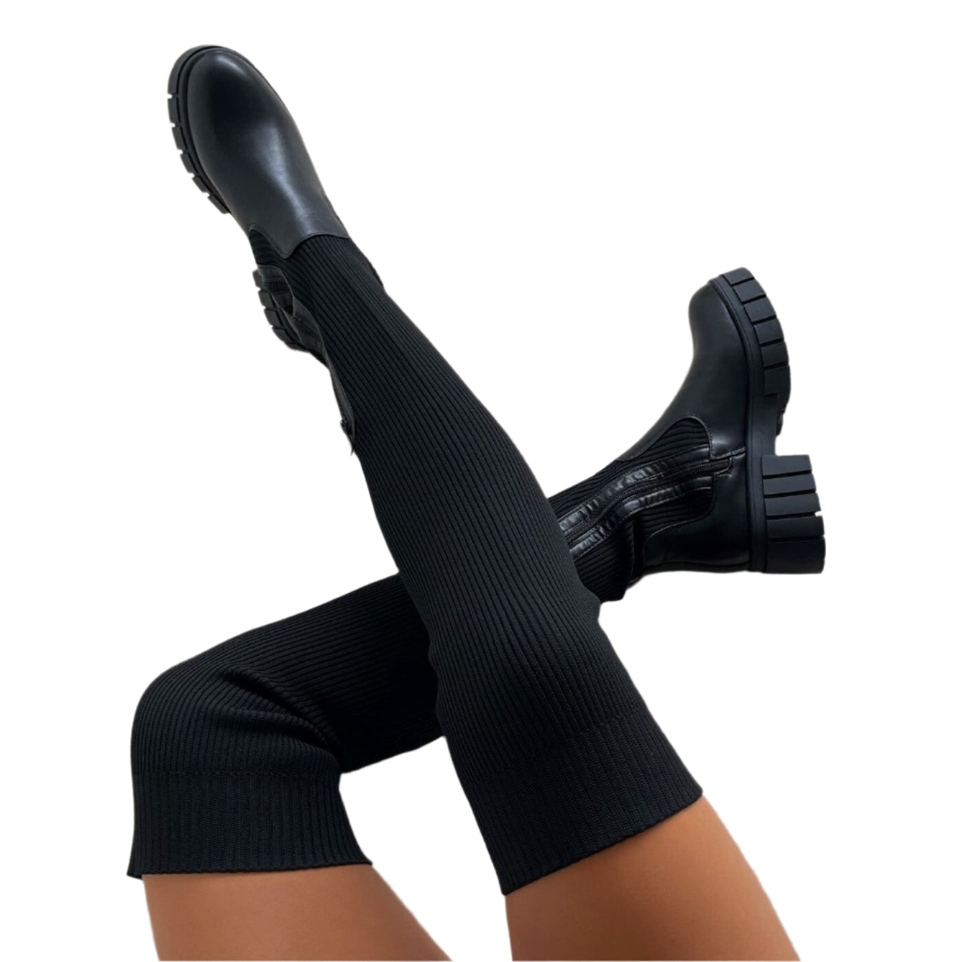 Kvinnelige Stretch Laarzen Elegant Design Stretchmateriale 0