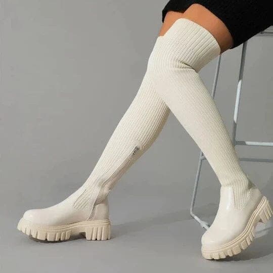 Kvinnelige Stretch Laarzen Elegant Design Stretchmateriale 4