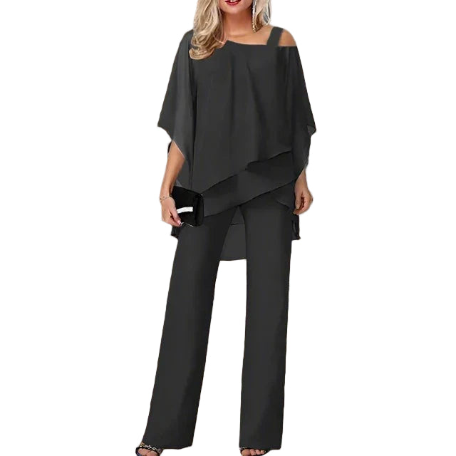 Kvinnenes Chiffon Sett med Skulderfri Design 0