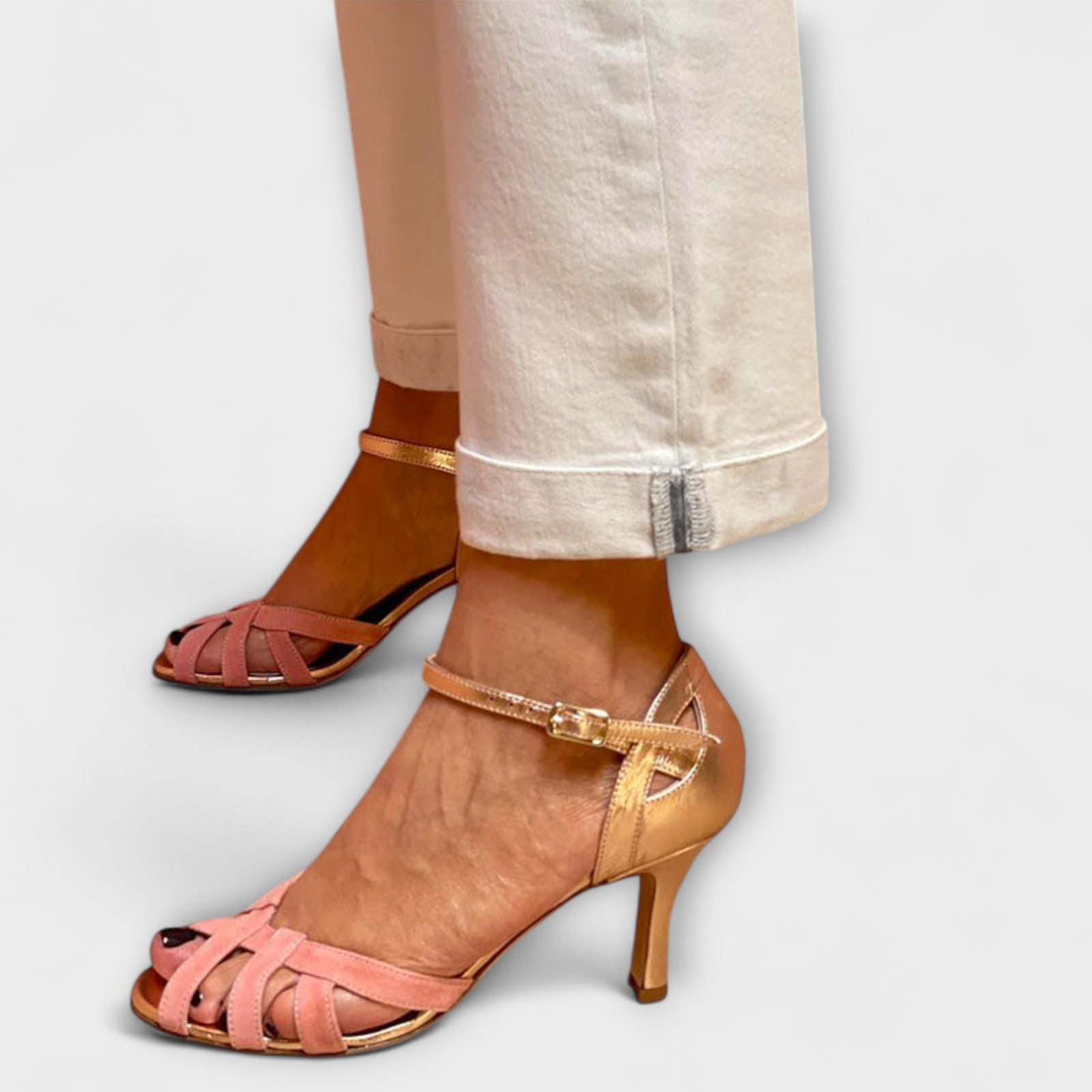 Kvinnenes Hæl Sandaler Tofarget Design med Åpen Tå 2