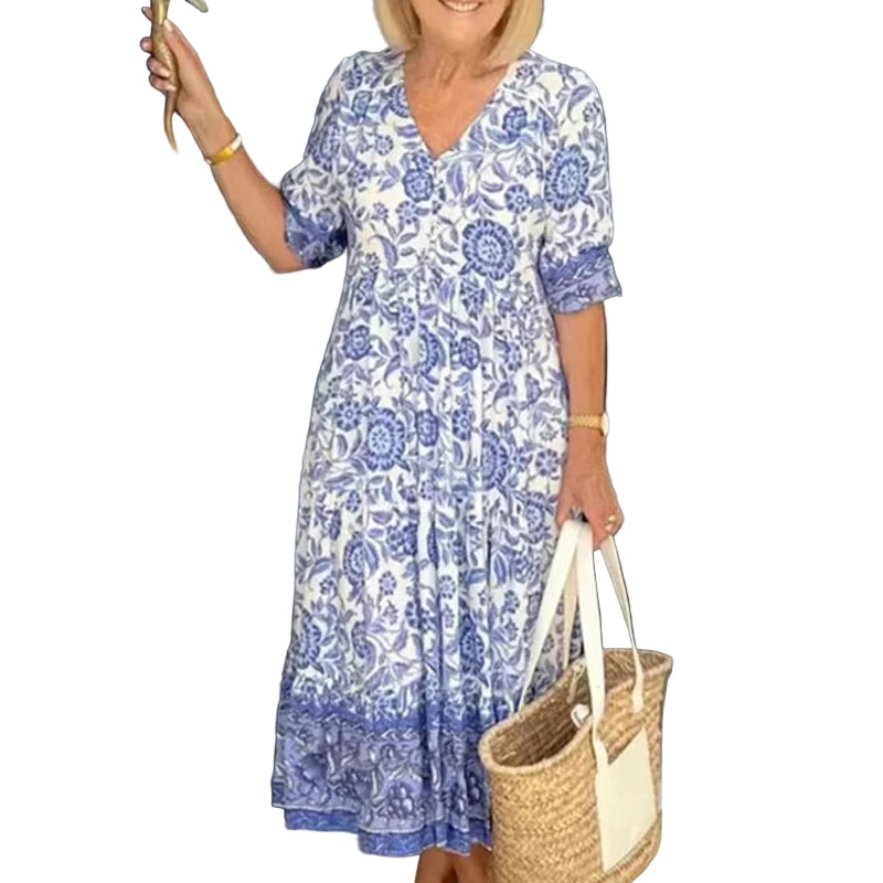 Kvinnenes Maxikjole V-Utringning Boho Stil 0