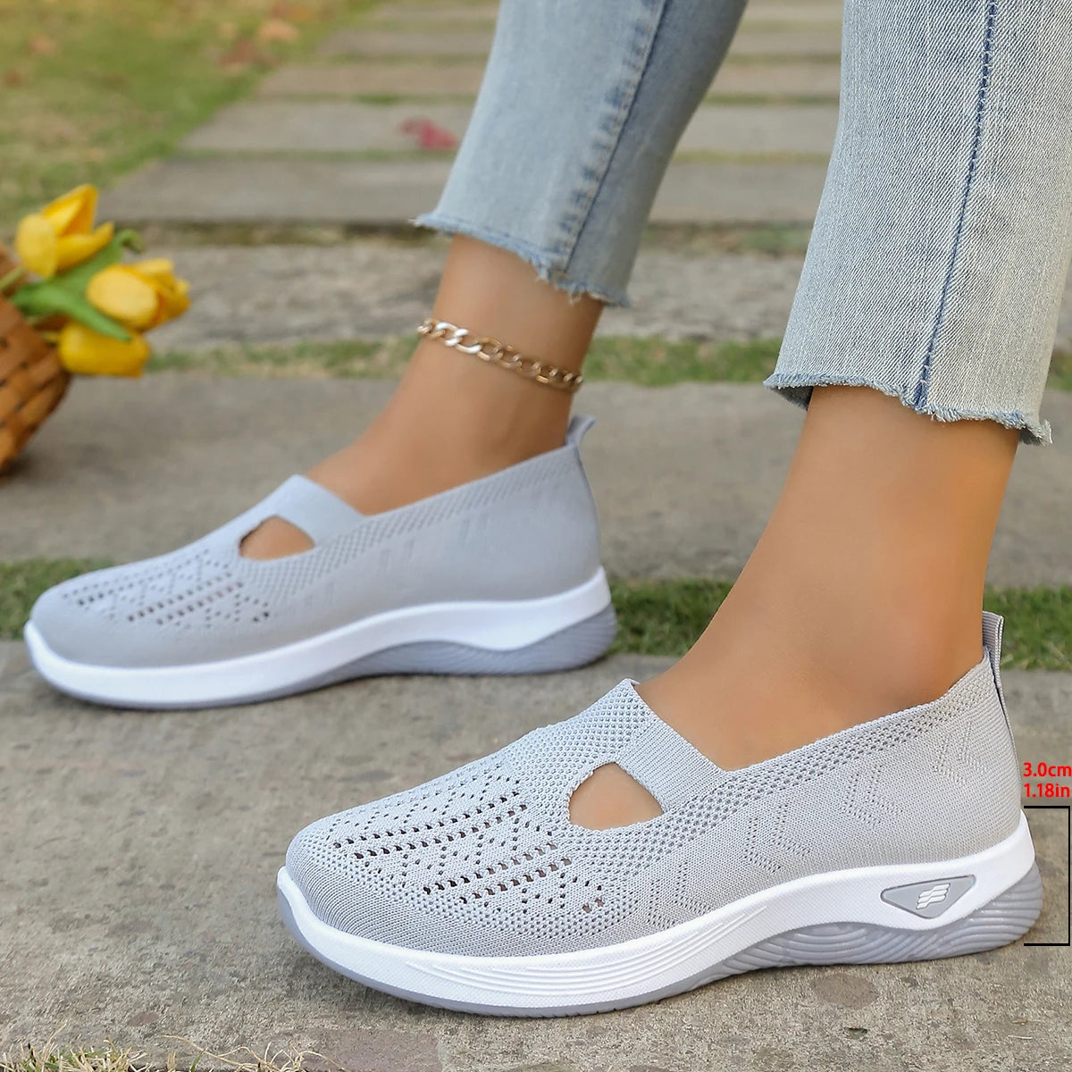 Kvinnenes Sneakers Enkle Flate Tekstil Sko 10