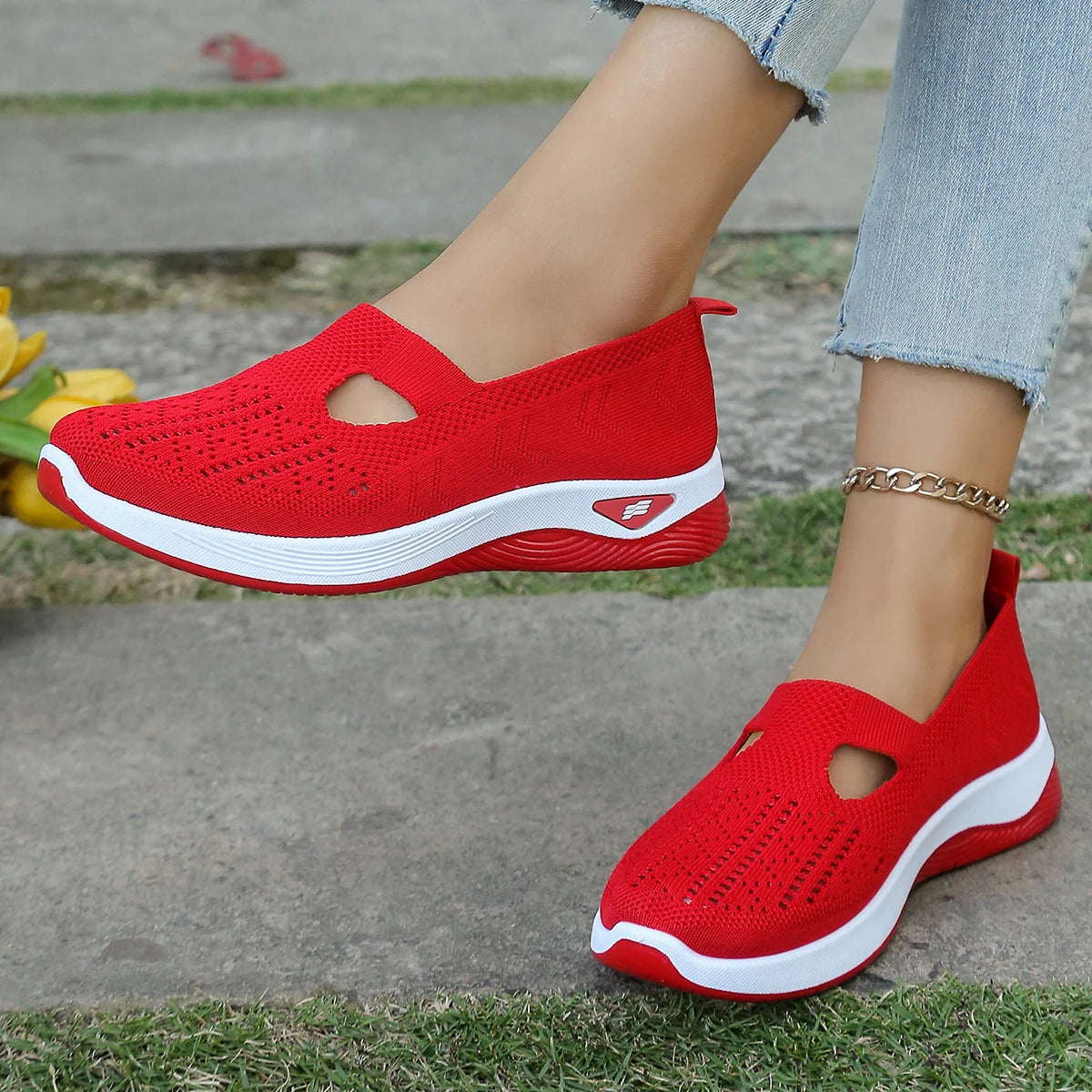 Kvinnenes Sneakers Enkle Flate Tekstil Sko 11