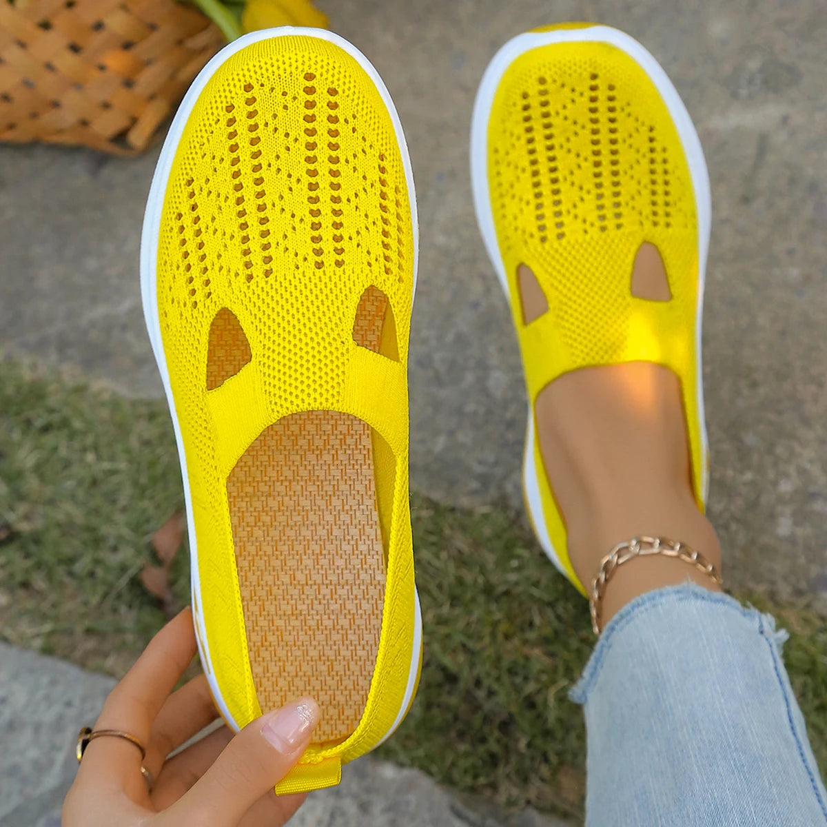 Kvinnenes Sneakers Enkle Flate Tekstil Sko 14