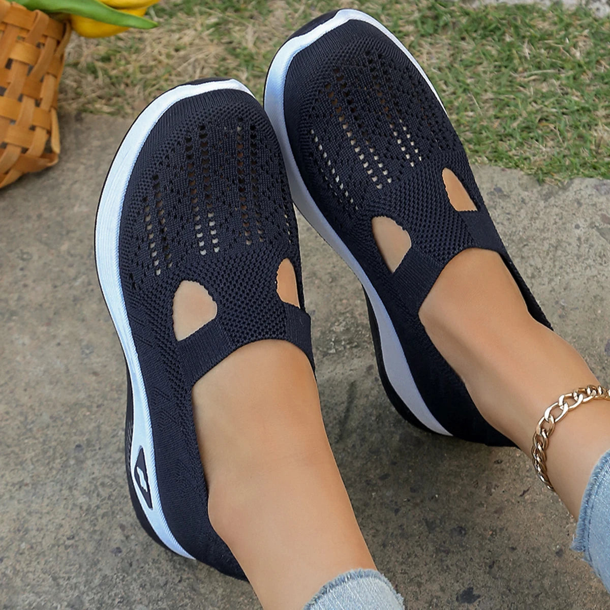 Kvinnenes Sneakers Enkle Flate Tekstil Sko 1