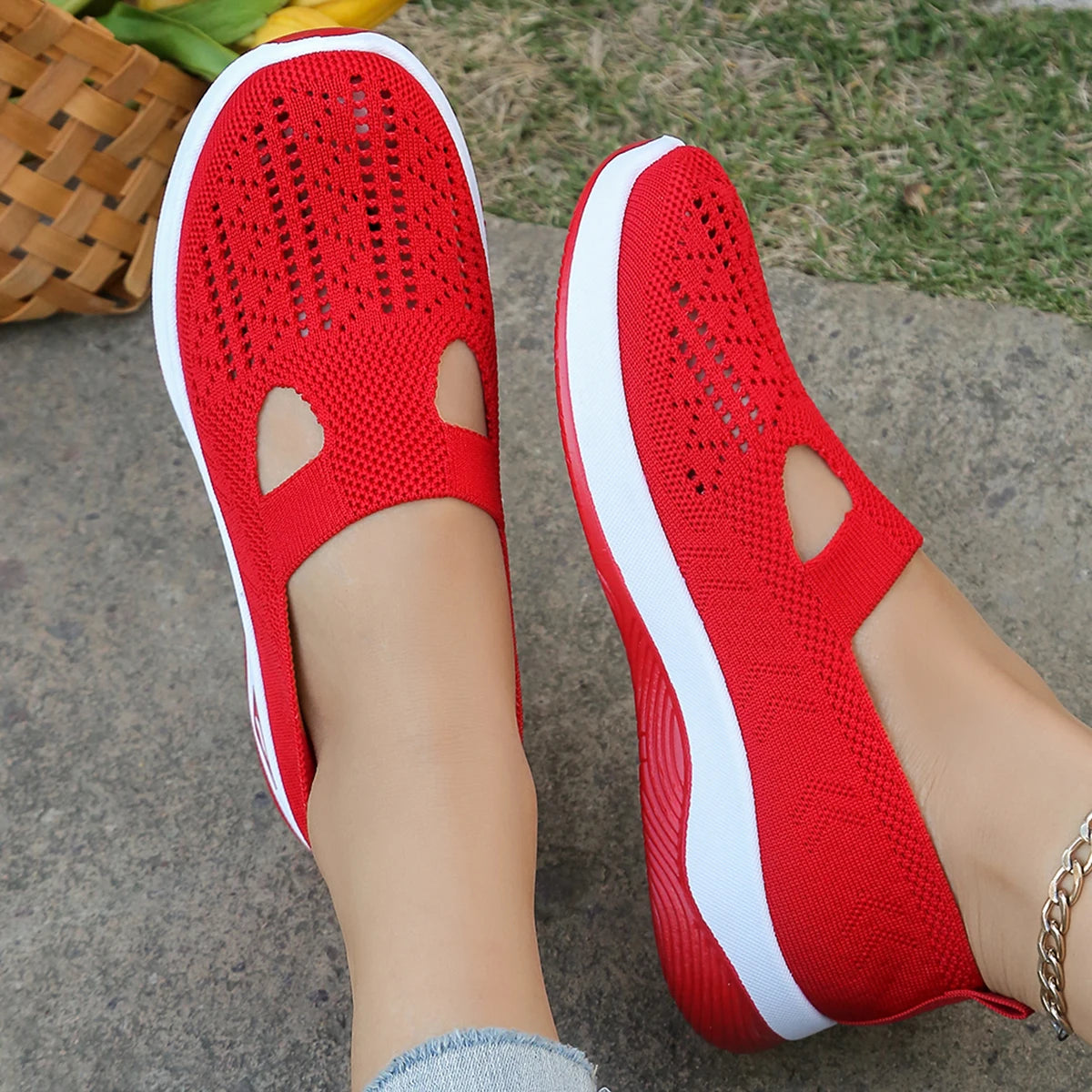 Kvinnenes Sneakers Enkle Flate Tekstil Sko 2