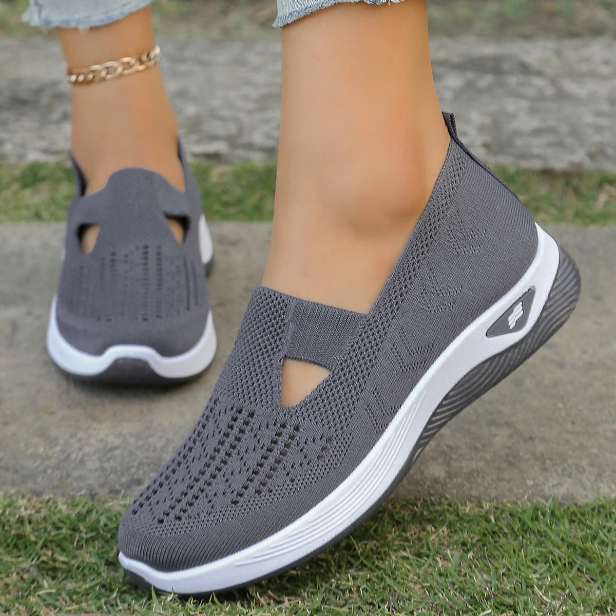 Kvinnenes Sneakers Enkle Flate Tekstil Sko 4