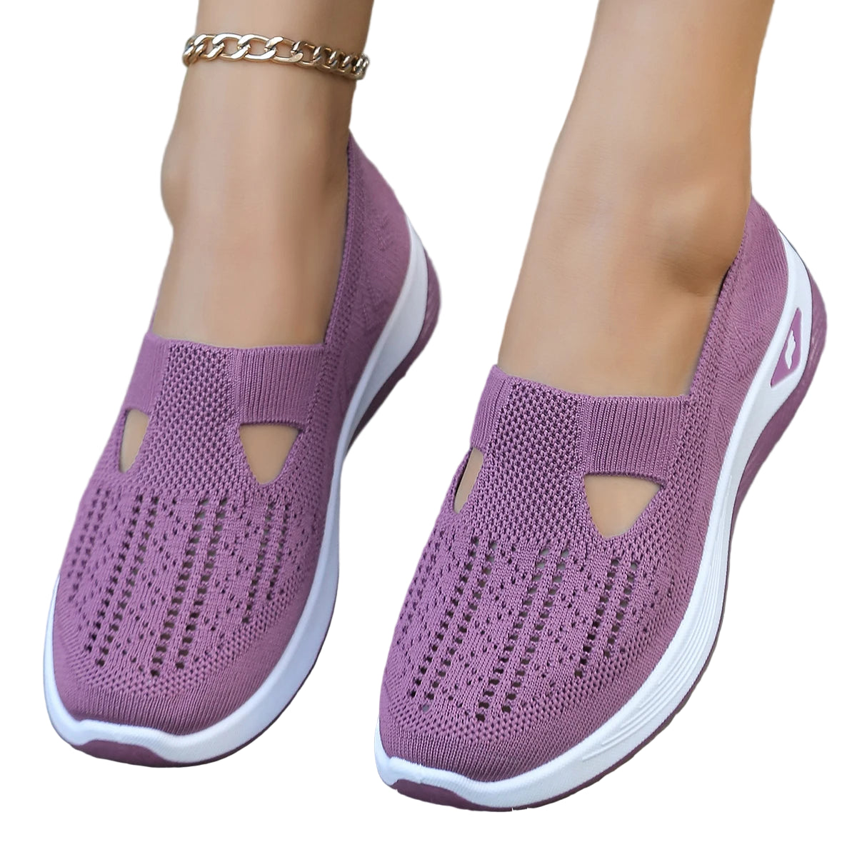 Kvinnenes Sneakers Enkle Flate Tekstil Sko 6