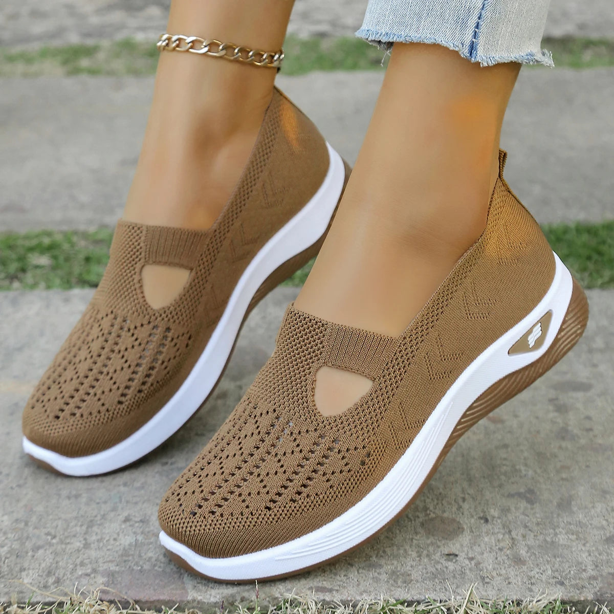 Kvinnenes Sneakers Enkle Flate Tekstil Sko 8