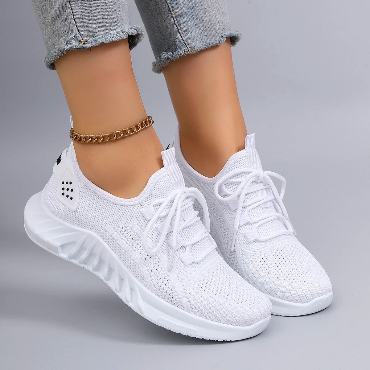 Kvinnens Sportssko Snøring Lett Tekstil Gummi 3