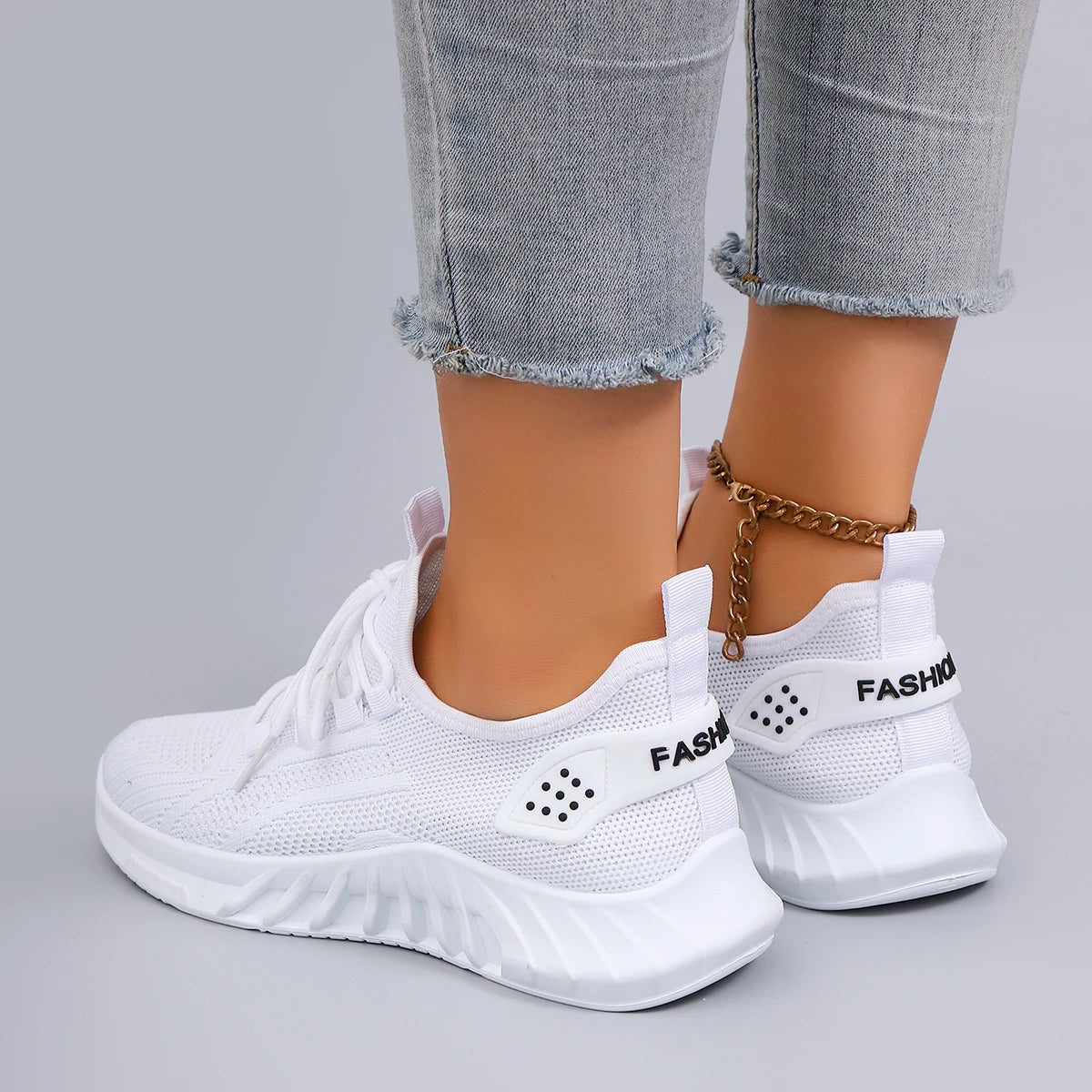 Kvinnens Sportssko Snøring Lett Tekstil Gummi 5