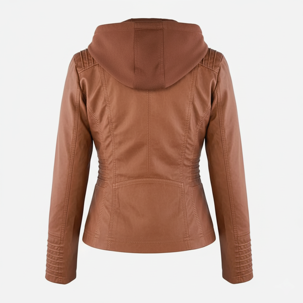 Kvinners Bikerjakke med Hette Moderne Design 6