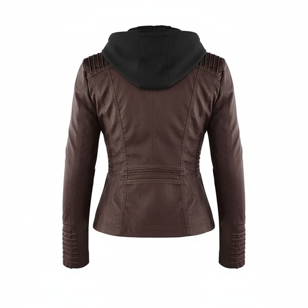 Kvinners Bikerjakke med Hette Moderne Design 7