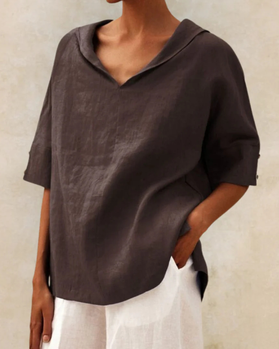 Kvinners Bluse Løs Passform Minimalistisk Design 6