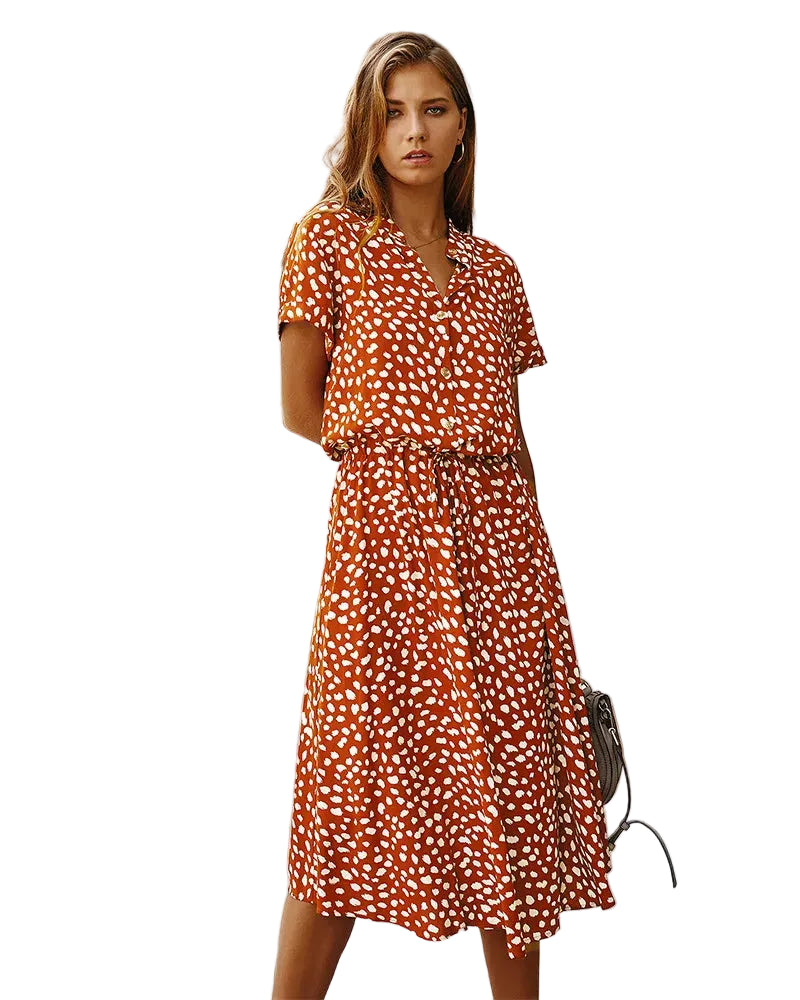 Kvinners Boho Kjole med Blomstertrykk 0