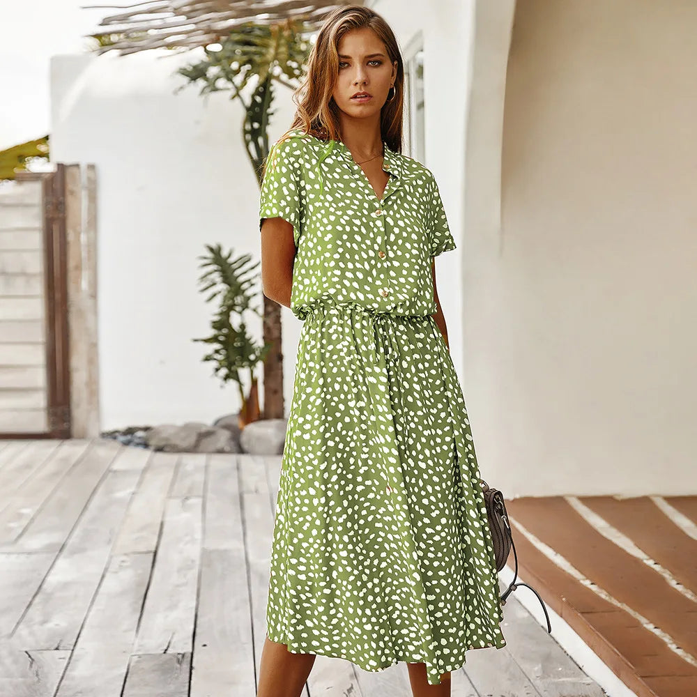 Kvinners Boho Kjole med Blomstertrykk 10