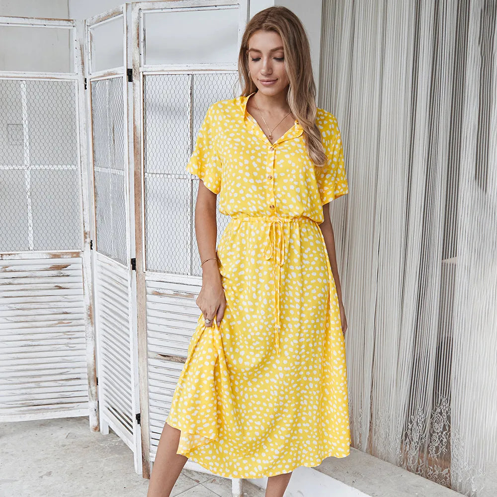 Kvinners Boho Kjole med Blomstertrykk 11