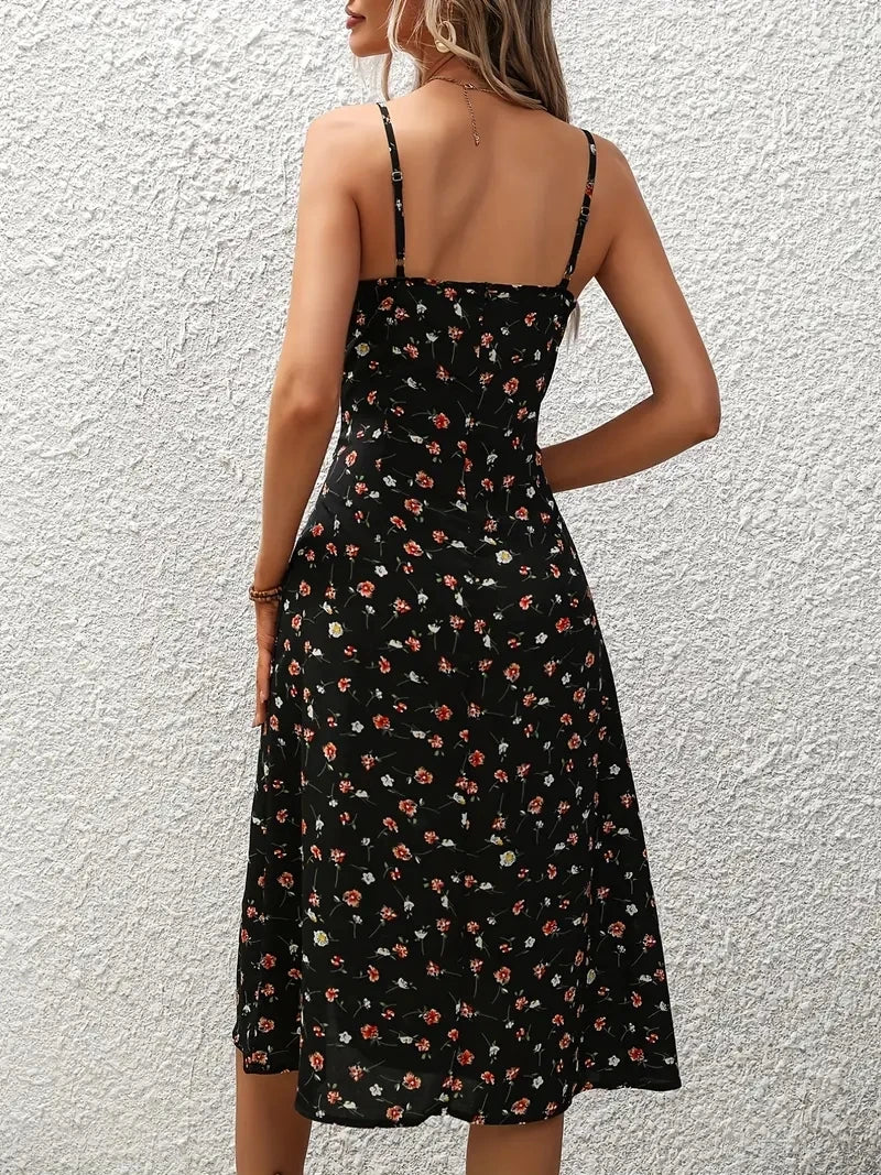 Kvinners Boho Strandkjole med Blomstertrykk 1