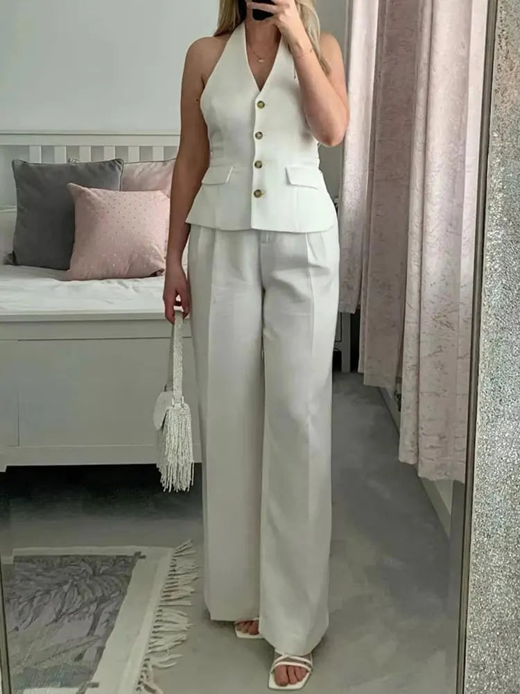 Kvinners Buksedrakt med Halter og Blazer 4