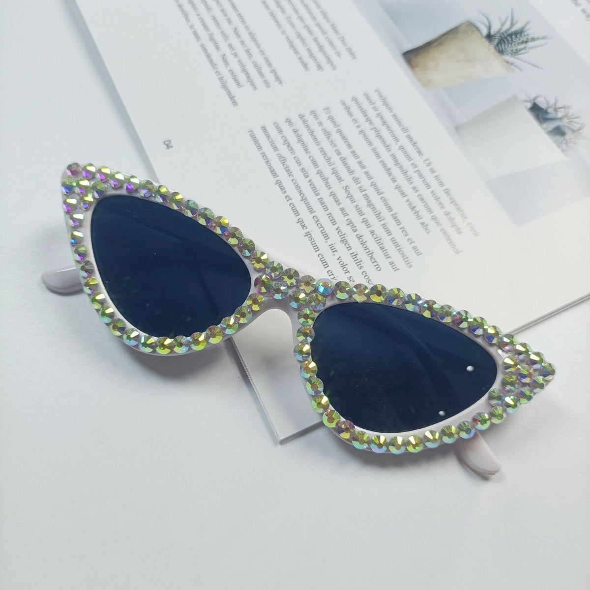 Kvinners Cat-Eye Solbriller med Glitrende Detaljer 0