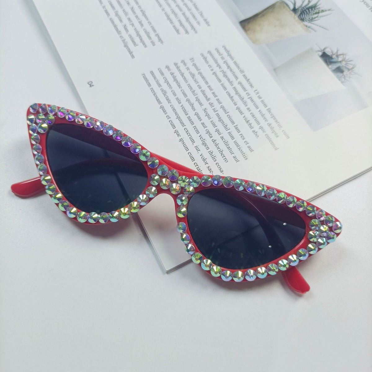 Kvinners Cat-Eye Solbriller med Glitrende Detaljer 8