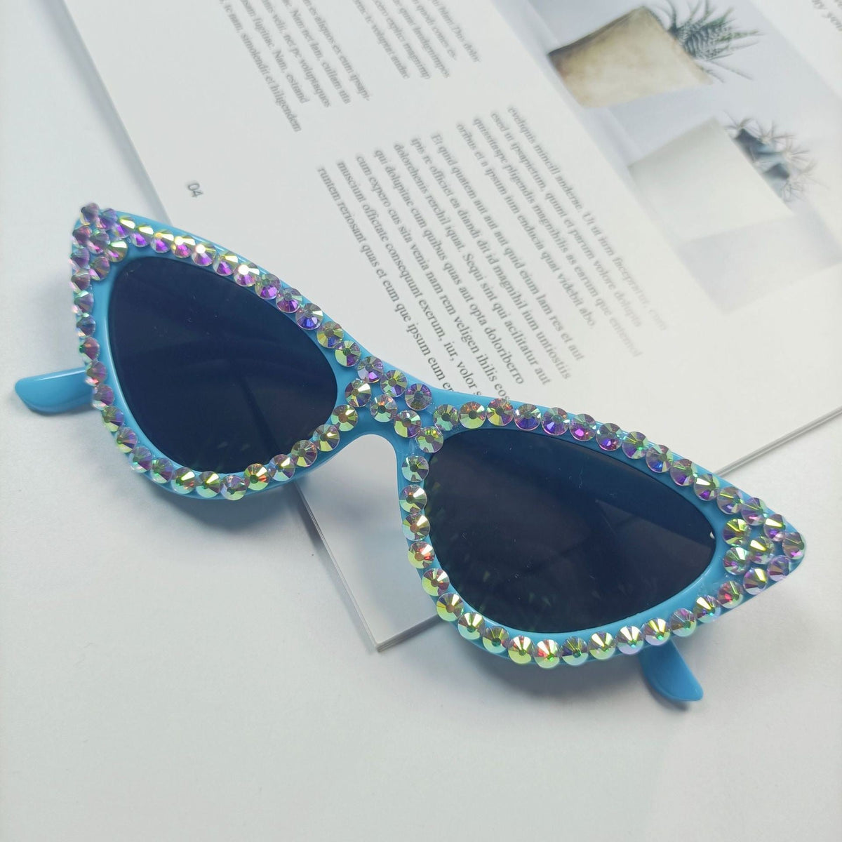 Kvinners Cat-Eye Solbriller med Glitrende Detaljer 9